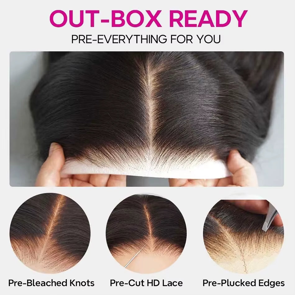 Wear&Go Water Wave Glueless Wig Human Hair Wet and Wavy Lace Front Wig 200 250 Density 6X5 Pre Cut HD Lace Closure Wig