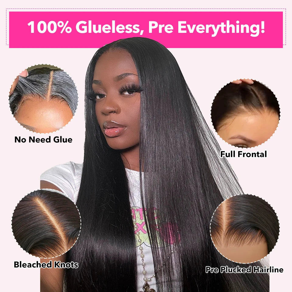 Glueless Human Hair Wigs 4X4 13X4 Full Lace Frontal Wigs Preplucked Hair Wig 6X5 Pre Cut Glueless Wigs Human Hair