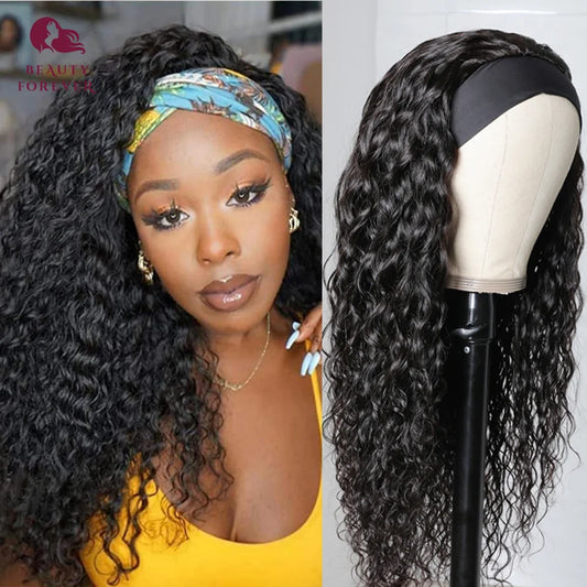Beautyforever Headband Wigs Human Hair Body Water Wave Headband Human Hair Wigs Curly for Women Beginner Friendly