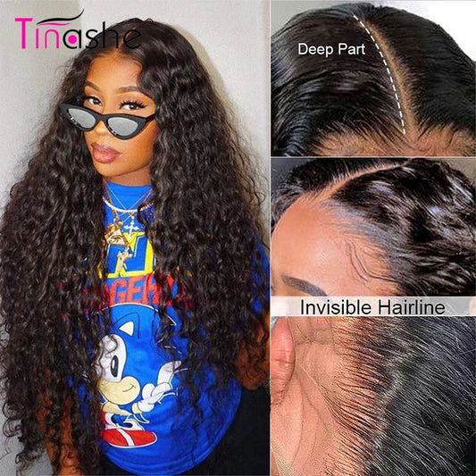 Wear&Go Water Wave Glueless Wig Human Hair Wet and Wavy Lace Front Wig 200 250 Density 6X5 Pre Cut HD Lace Closure Wig